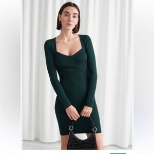 & Other Stories Deep Green Long Sleeve Dress
